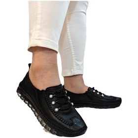 Resim Voyager 9871 Siyah Hakiki Deri Boncuklu Bayan Ayakkabı Siyah 