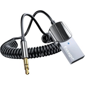 Resim Essager Aux Bluetooth Araç Müzik Kiti Fm Transmitter Aux Giriş USB Wireless Bluetooth Araç Müzik Kiti 