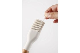Resim Silikon Fırça Bambu Saplı Silikon Yumurta Fırçası Kremrengi 1 Adet 
