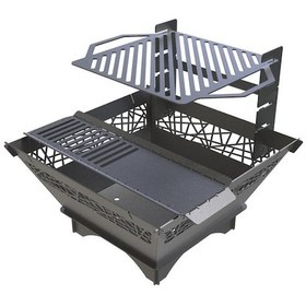 Resim Portatif Ateş Çukuru Kademeli Izgaralı Bahçeniz İçin Dekoratif Siyah 