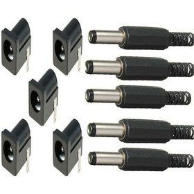 Resim Karledd 5 Set Jak Fiş+Dc Şase Güc Kaynagi Soketi 2,5Mm Erkek Dişi 