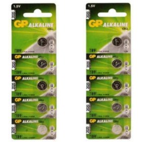 Resim GP 10 Adet 189 V10ga Alkaline Lr54 Ag10 Sr Lr 1130 5'li Düğme Pil(terazi-saat-baskül-oyuncak Pili) 