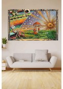 Resim Kozmik Tapestry Mantar Trip Güneş Kadife Duvar Halısı Tapestry Psychedelic Duvar Örtüsü 