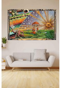 Resim Kozmik Tapestry Mantar Trip Güneş Kadife Duvar Halısı Tapestry Psychedelic Duvar Örtüsü 