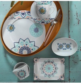 Resim Kütahya Porselen Leonberg 32 Parça 10506 Dekor Kahvaltı Takımı Çok Renkli 