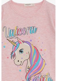Resim Breeze Kız Çocuk Uzun Kollu Tişört Unicorn 2-6 Yaş, Somon Melanj Somon 