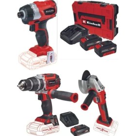 Resim Einhell Tp-Cd 18/60 Li-I Bl Matkap Axxio 125MM Avuç Taşlama Te-Ci 18 Bl Vidalama 2X4.0+2.5AH Kömürsüz Profesyonel Akülü Set 