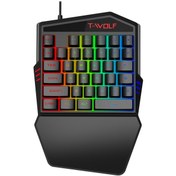 Resim T-Wolf T19 Ergonomik Bilek Destekli Tek El 35 Tuşlu Oyun Klavyesi 