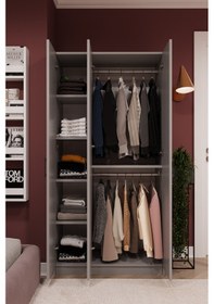 Resim %100 Mdflam 3 Kapaklı Gardrop 90cm G-07 Kül Gri 