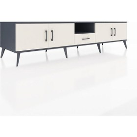 Resim Kronos Tv Ünitesi 3 Raflı Tek Çekmeceli 4 Kapaklı 220x59x51 Antrasit-aytaşı Aytası/aytası - Antrasıt 