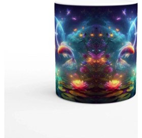 Resim Balık Burcu Baskılı Kahve Kupası - Ay Işığında Zodyak Bahçesi Vs1 