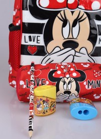 Resim Minnie Mouse LİSANSLI MINNIE MOUSE 32 CM TEK BÖLMELİ KÜÇÜK BOY ANAOKULU ÇANTASI,KALEM ÇANTASI,2 ADET KURŞUN KALEM 