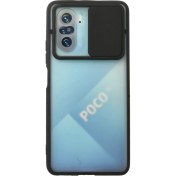 Resim Nevarium Xiaomi Redmi K40 Pro Kılıf Lens Sürüglü Arkası Mat Palm Silikon - Siyah 