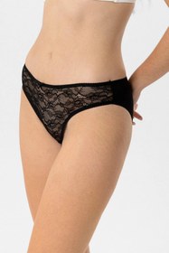 Resim 2664 Siyah Dantelli Tekli Slip Külot - Siyah / 48 