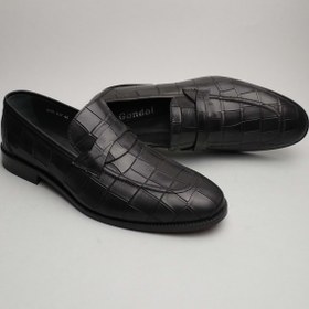 Resim Gondol Erkek Hakiki Deri Klasik Siyah Croco 44 Ttx.141 