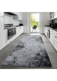 Resim Zarra Dokuma Gri Siyah Salon Halısı Mutfak Halısı Koridor Halısı Yolluk Z011a Gri - Siyah 