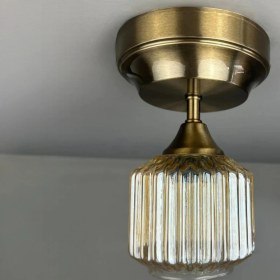 Resim Bamyum Jerno Cam Bal Rengi Tekli Kalın Piramit Başlık Retro Salon Aydınlatma 