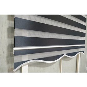 Resim Siyah Düz Zebra Stor Perde Etek Dilimli Alüminyum Kasa+etek Dilimi Siyah 100 x 200 