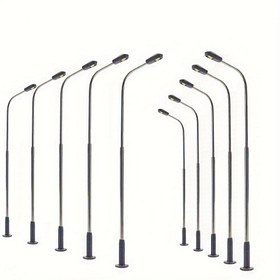 Resim 10 adet 3V Minyatür Peyzaj Sokak Lambası Metal Sokak Lambası Tren Simülasyon Model Lambası Döküm Kalıp Minyatür El Yapımı DIY Model Süslemeleri, Tren Simülasyon Modeli 