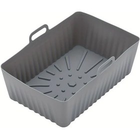 Resim Honeybeeshop Gri 1 Adet Gıda Uyumlu Silikon Fırın Tepsisi Ve Air Fryer Astarı Yeniden Kullanılabilir 