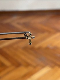 Resim 316 L Cerrahi Çelik Dudak Piercing Kıkırdak Helix Tragus Conch Piercingi Haç Model Piercing Mavi - Gümüş 