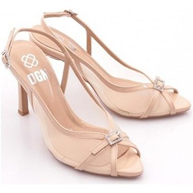 Resim Mıcam 5750 Kadın Taşlı Tül Detaylı Önü Ve Arkası Açık Abiye Ayakkabı Bej Siyah 