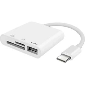 Resim Alfais 5232 USB Type C To Sd Microsd Tf Kart Okuyucu USB 3in1 Çevirici Dönüştürücü Adaptör 