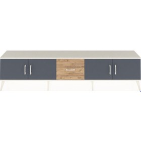 Resim Arges Tv Ünitesi 2 Raflı Tek Çekmeceli 4 Kapaklı 220x30x51 Aytaşı-antrasit/çam Antrasıt/atlas Çam - Aytası 
