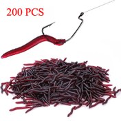 Resim 200 Adet Yumuşak Balıkçılık Yemleri, Gerçekçi PVC Kırmızı Solucan Yemi, Kokulu Silikon Solucanlar, Tatlı Su ve Tuzlu Su Balıkçılığı İçin Kurşunsuz 
