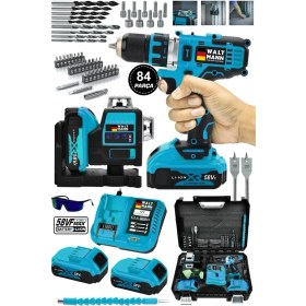 Resim Germany Çift Akülü 12 Köşe 360° Otomatik Hizalamalı Lazer Metre - Matkap - Turkuaz 