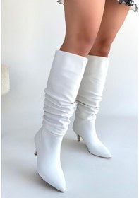 Resim Sepet365 Zelya Beyaz Cilt Topuklu Çizme Çok Renkli 