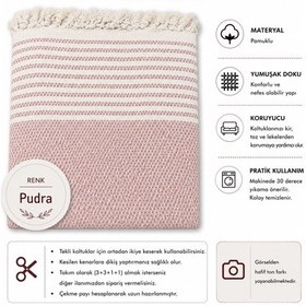 Resim Pamuklu Kaymaz Hasır Dokuma Maxi Boy Kolları Örten Koltuk Örtüsü 180x310 - Pudra 