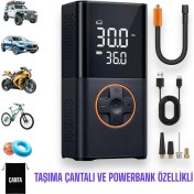 Resim Yeni Model Auhma 3600 Mah Şarjlı Hava Pompası Araç Lastik, Bisiklet, Top Şişirme Oto Hava Kompresörü 