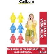 Resim Carlburn Özel Üretim Kullan At Su Geçirmez Sızdırmaz 0,2mm Kalınlık Tek Kullanımlık 10 Adet Yağmurluk 
