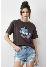 Resim Shade Kadın Teddy Nakışlı İşlemeli Bisiklet Yaka Basic T-shirt 7533 60283952 - Kakao Çok Renkli 