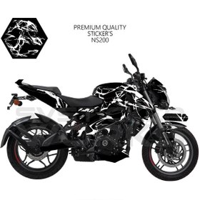 Resim Bajaj Ns200 Kaplama Sticker Şimşek Yıldırım Motor Kaplama Modeli Hazır Kit Beyaz 