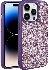 Resim İphone 14 Pro Max Uyumlu Parlak Taşlı Tasarım Zore Linea Kılıf-derin Mor Derin Mor 