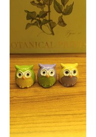 Resim Artepieza Üç Bilge Baykuş Seti-renkli Dostlar Baykuş Seti-3 Lü Dekoratif Mini Set-yeşil-lila-sarı 4 4 4 4 
