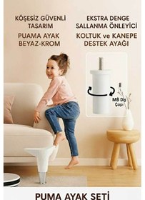Resim Puma 15 Cm Beyaz-krom 6'lı Set Mobilya Kanepe Tv Ünitesi Dolap Konsol Ve Destek Ayağı Beyaz-krom 