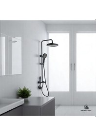 Resim İsaoğlu Yapı Siyah Duş Sistemi Piano Modern Sistem Batarya Dahil Duş Seti Siyah 