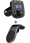 Resim Beatitude Universal 2li Araç Aksesuar Seti Bluetooth Fm Transmitter Cihazı Ve Mıknatıslı Telefon Tutucu 