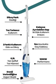 Resim GoldMaster Nazar 600 Watt Hazneli Toz Torbasız 2 In 1 Dikey Ve Elde Elektrikli Süpürge 
