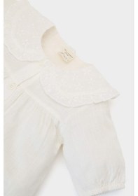 Resim DeFacto Kız Bebek Dantel Yaka Flamlı Poplin Kısa Kollu Gömlek E8379A525SMWT32 Beyaz 