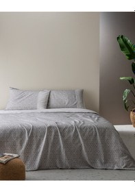 Resim Lavem King Size %100 Pamuk Madame Coco Crep Baskılı Nevresim Takımı - Gri Gri 