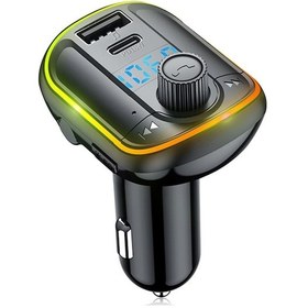 Resim Araç İçi Bluetooth Fm Vericisi, Hızlı Şarj Pd 18w, Renkli Ortam Işığı, Sesli Asistan, Müzik Çalar Ve Usb Şarj İstasyonu 