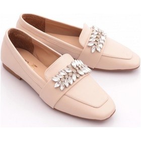 Resim Dgn 50085-23y Kadin Kristal Taşli Tokali Loafer Ten Cilt 