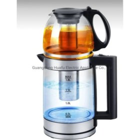 Resim Özbience 2l Siyah Cam Çaycı Kettle, Filtreli ve Süzgeçli, Şık ve Kullanışlı 