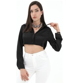 Resim Wpr Beli Lastikli Saten Gömlek - Siyah-siyah Siyah 