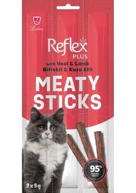 Resim Meaty Sticks Biftekli Ve Kuzu Etli Kedi Ödül Çubuğu 3x5gr 