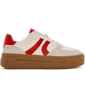 Resim Derimod Kadın Bej Bağcıklı Kalın Tabanlı Sneaker 25SFD430714 
